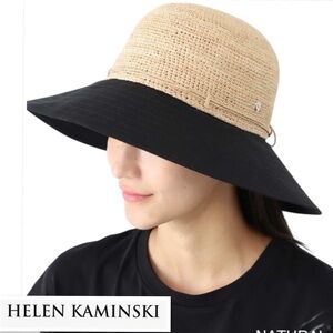 Helen Kaminski Kalola Hat 100% Raffia Crown 100.% Cotton Brim Size Adjustable